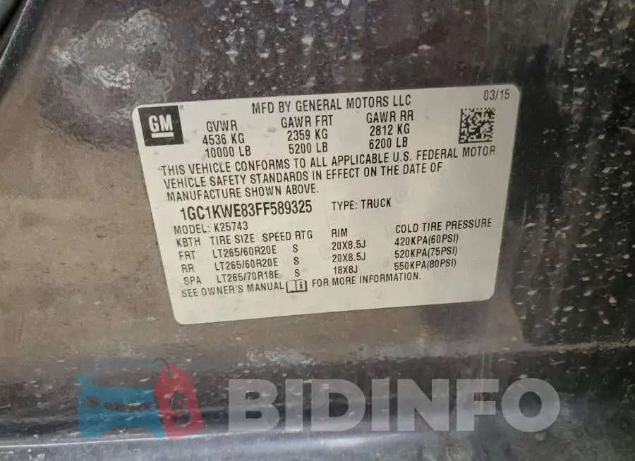 1GC1KWE83FF589325 Photo# 12