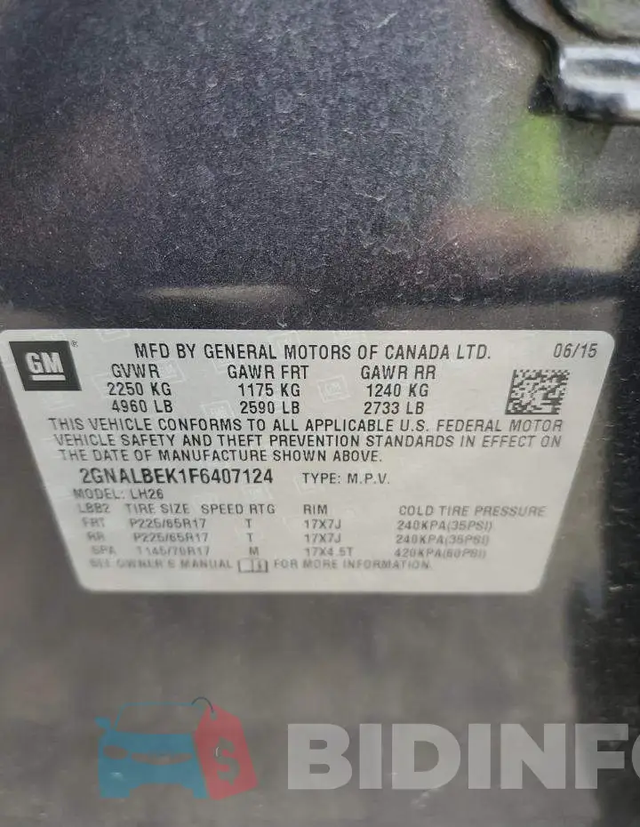 2GNALBEK1F6407124 Photo# 12