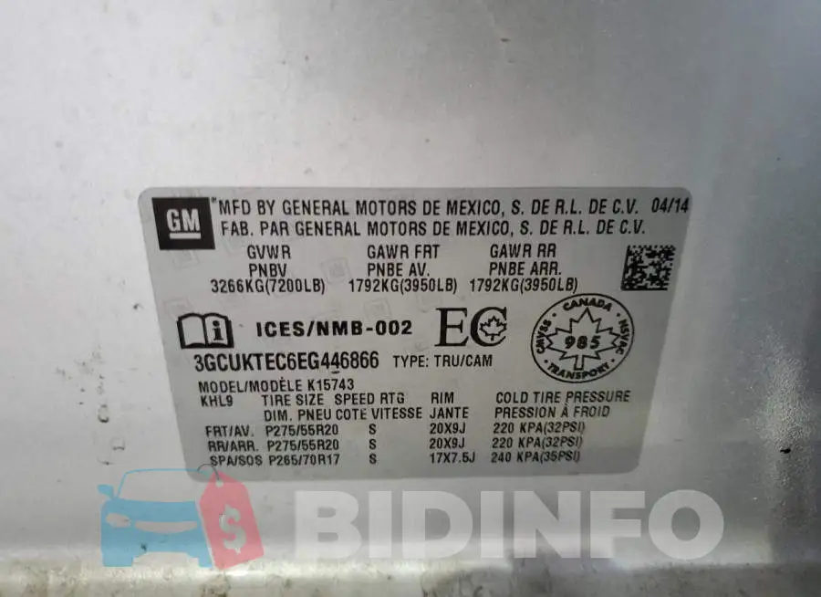 3GCUKTEC6EG446866 Photo# 12