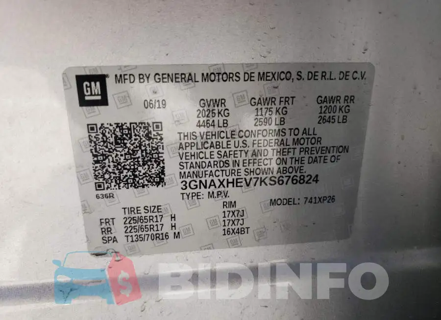 3GNAXHEV7KS676824 Photo# 13
