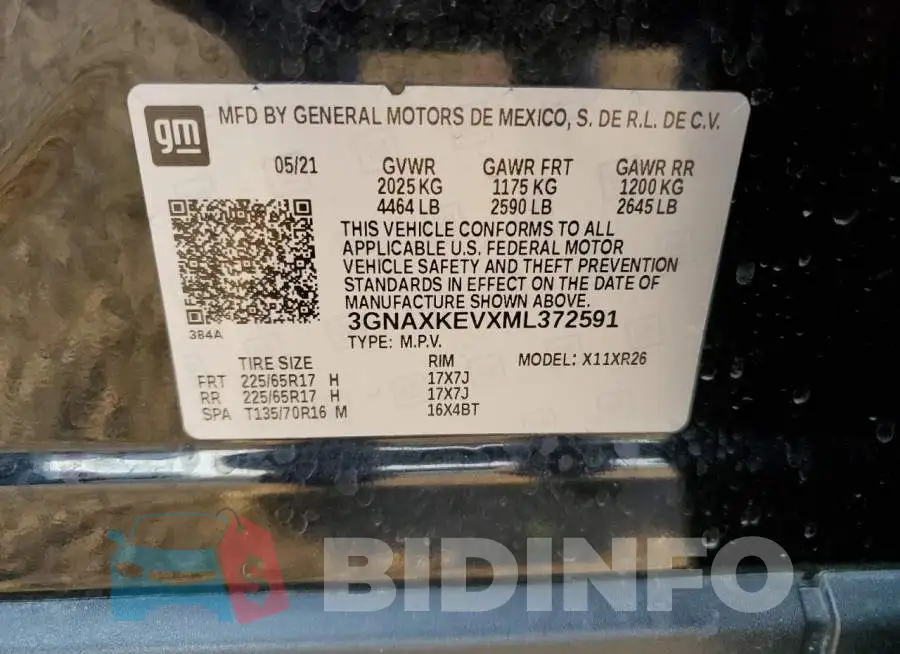 3GNAXKEVXML372591 Photo# 14
