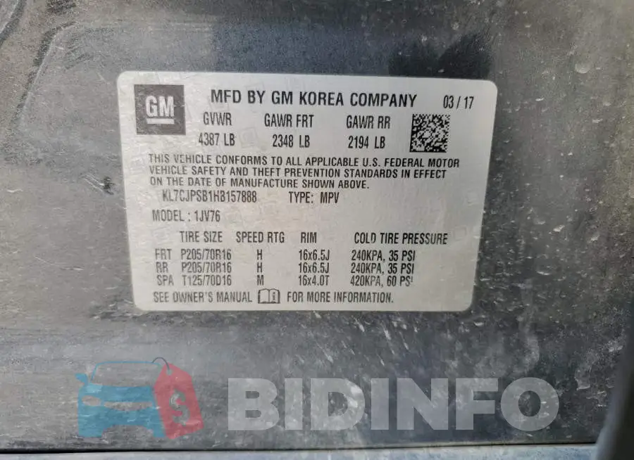 KL7CJPSB1HB157888 Photo# 13