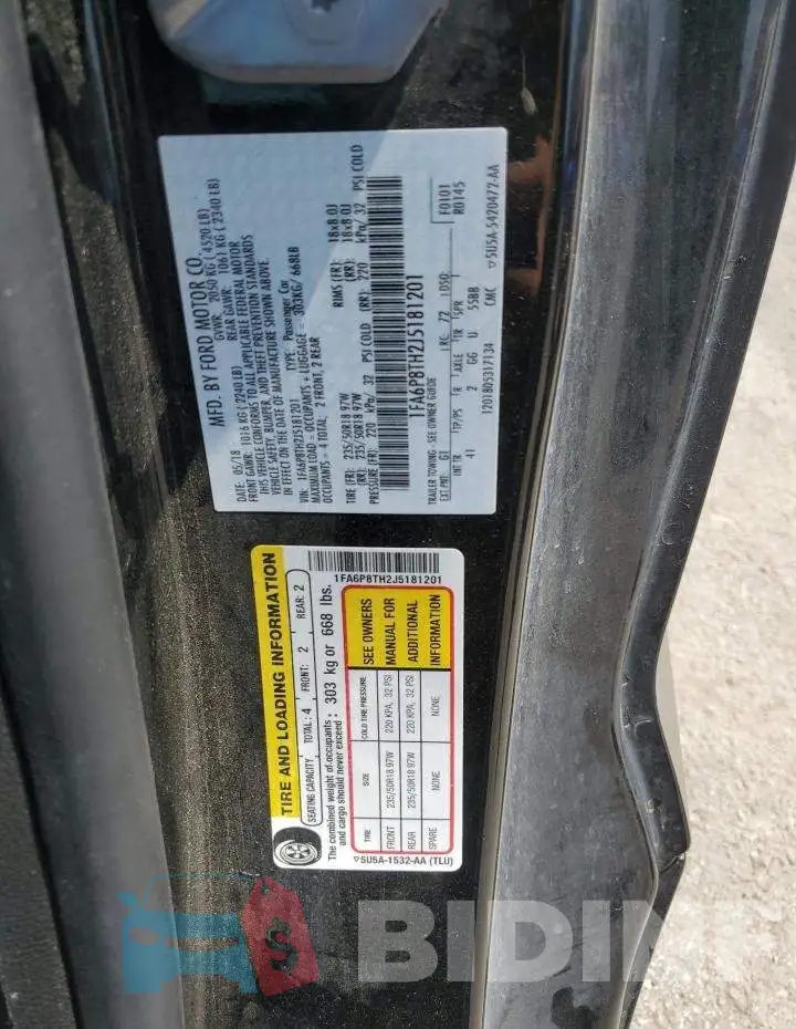 1FA6P8TH2J5181201 Photo# 13