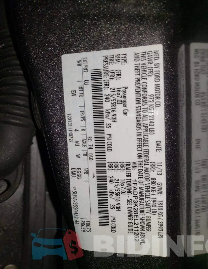1FADP3K28EL211262 Photo# 12