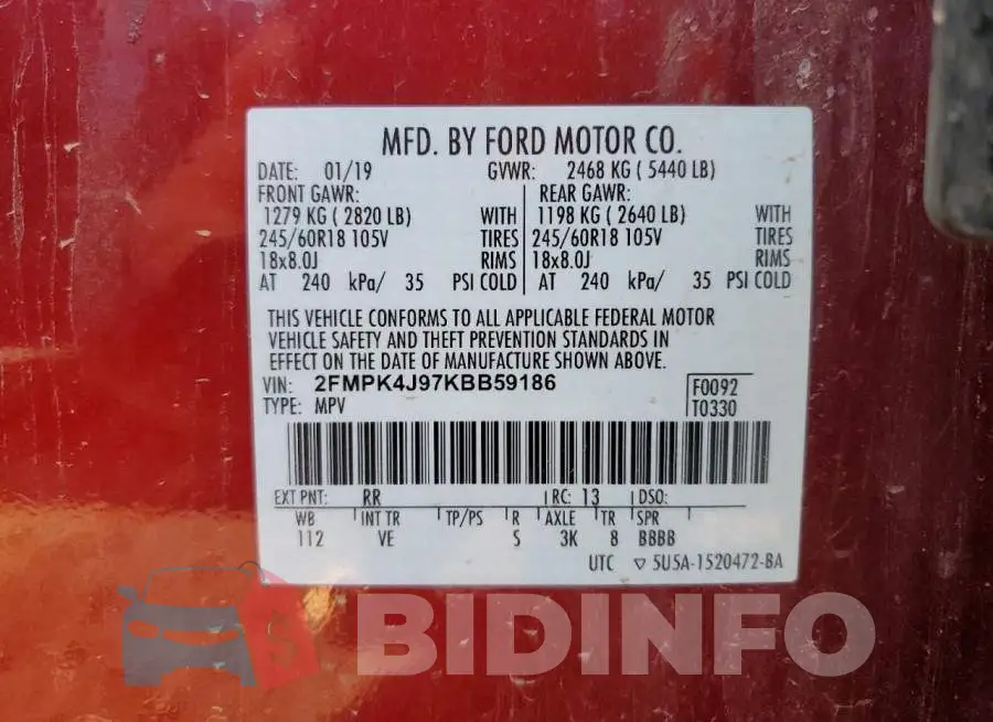 2FMPK4J97KBB59186 Photo# 12