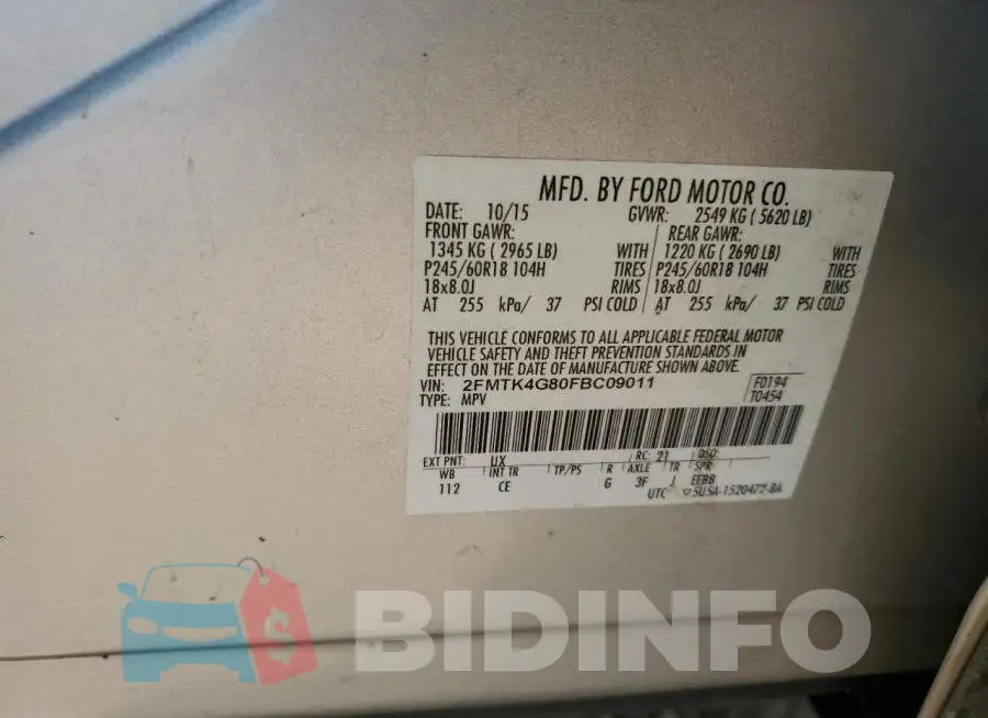 2FMTK4G80FBC09011 Photo# 13