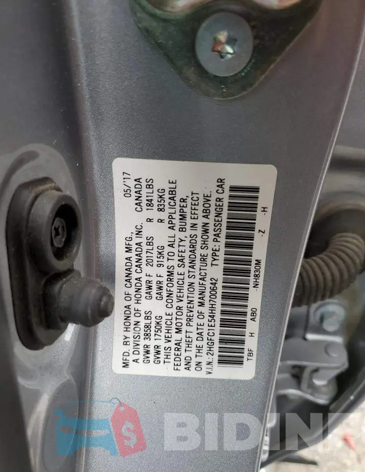 2HGFC1E54HH700642 Photo# 12