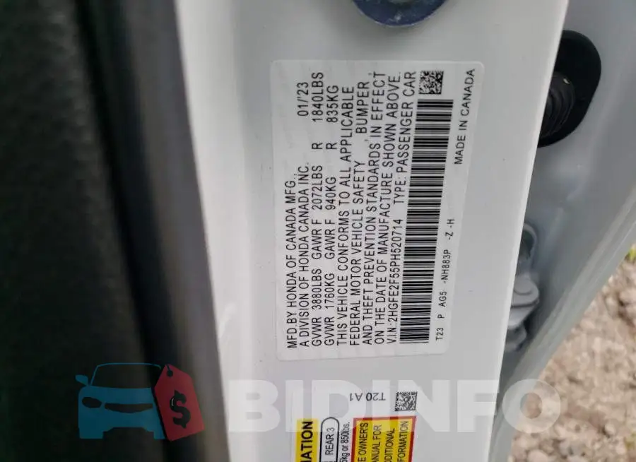 2HGFE2F55PH520714 Photo# 12