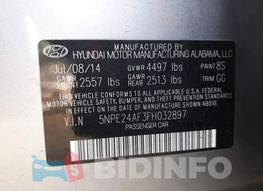 5NPE24AF3FH032897 Photo# 12