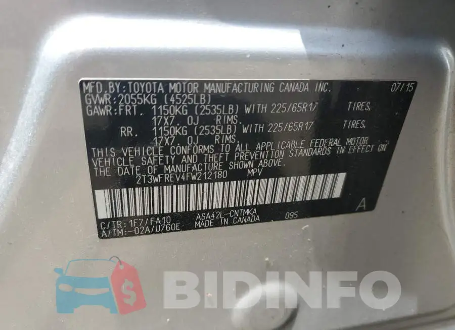 2T3WFREV4FW212180 Photo# 13