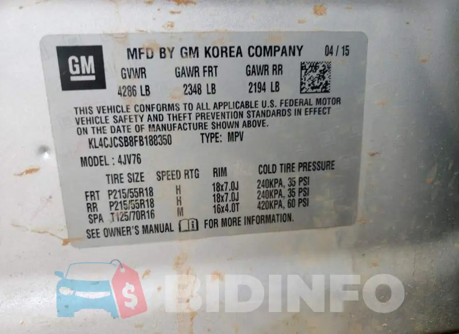KL4CJCSB8FB188350 Photo# 14