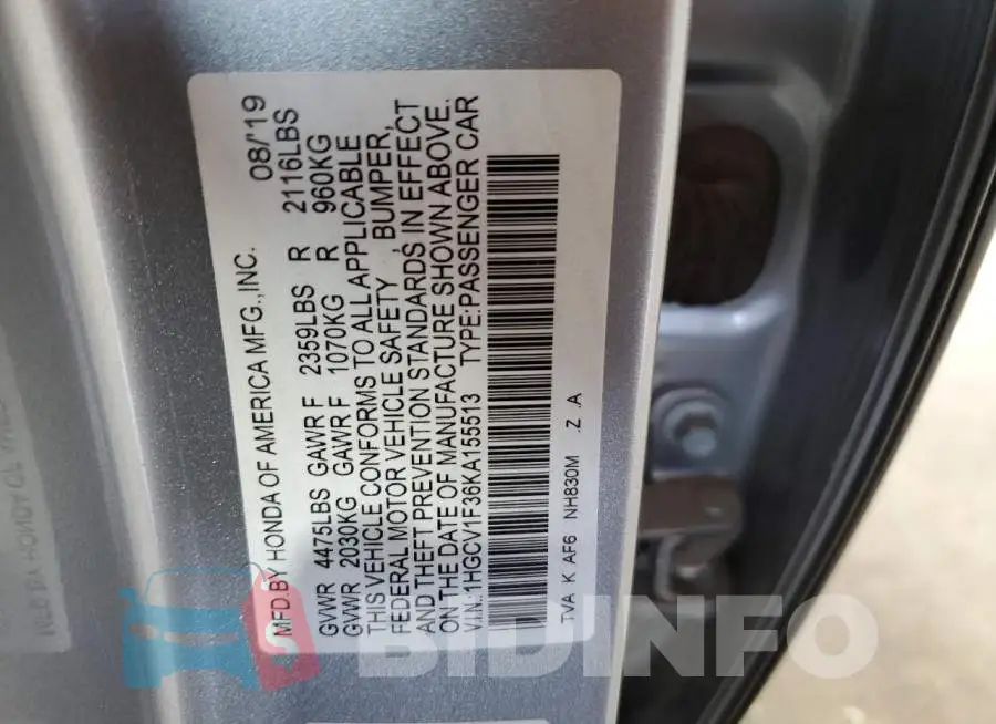 1HGCV1F36KA155513 Photo# 12
