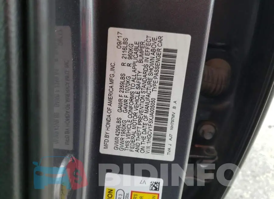 1HGCV1F5XJA005050 Photo# 12