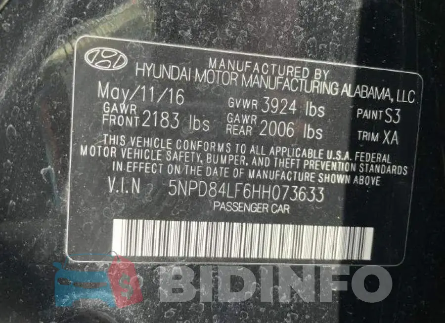 5NPD84LF6HH073633 Photo# 10