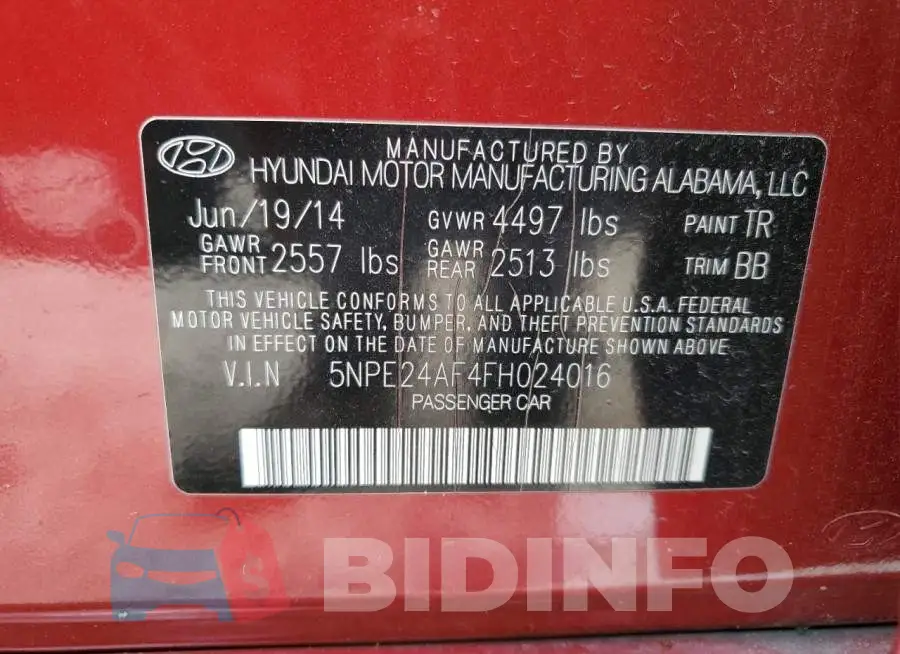 5NPE24AF4FH024016 Photo# 13
