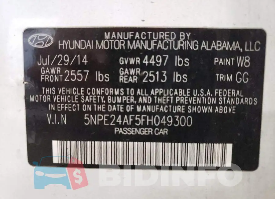 5NPE24AF5FH049300 Photo# 12