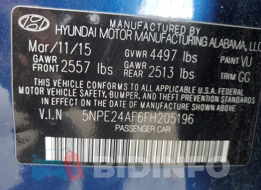 5NPE24AF6FH205196 Photo# 12