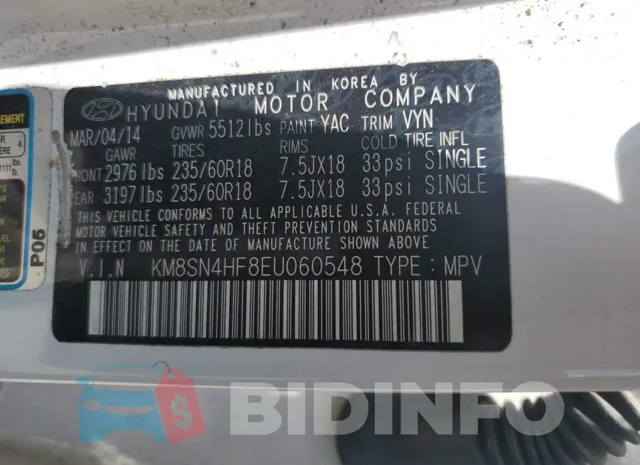 KM8SN4HF8EU060548 Photo# 12