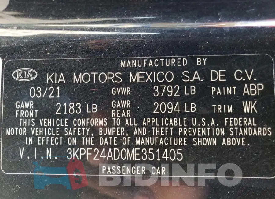 3KPF24AD0ME351405 Photo# 12