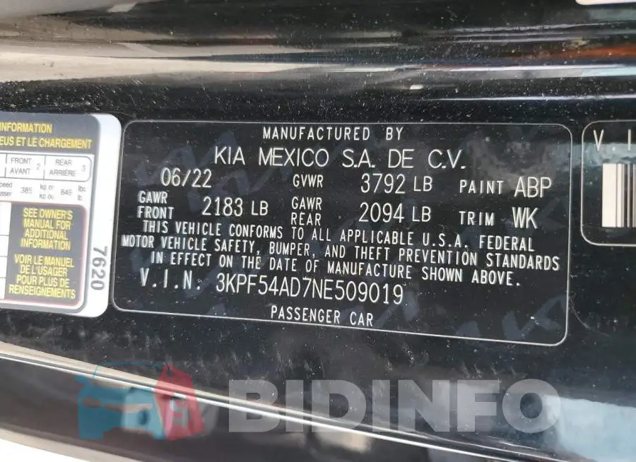 3KPF54AD7NE509019 Photo# 13