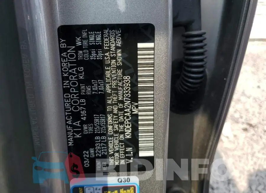 KNDEPCAA2N7333938 Photo# 13
