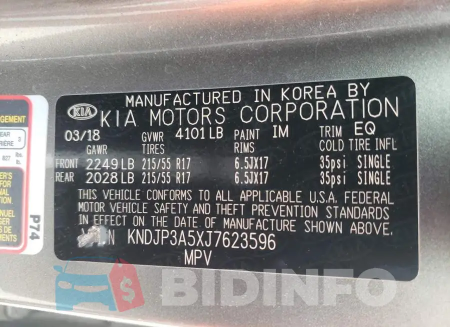 KNDJP3A5XJ7623596 Photo# 13