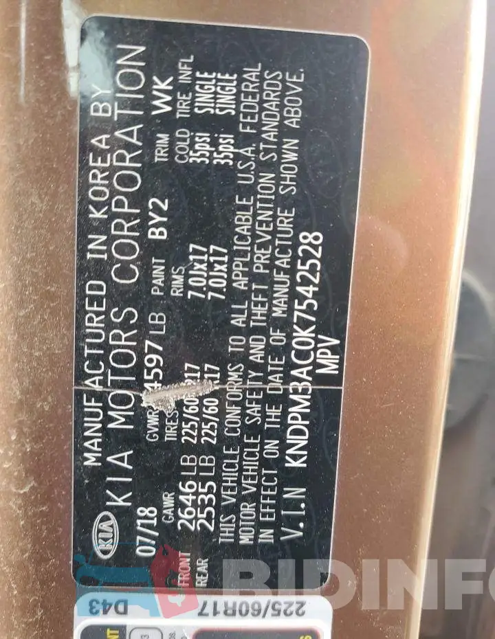 KNDPM3AC0K7542528 Photo# 12