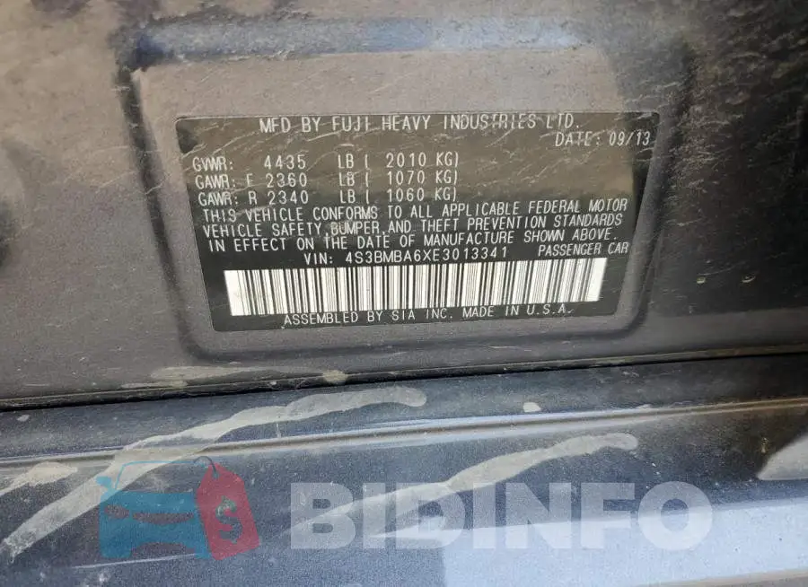 4S3BMBA6XE3013341 Photo# 12
