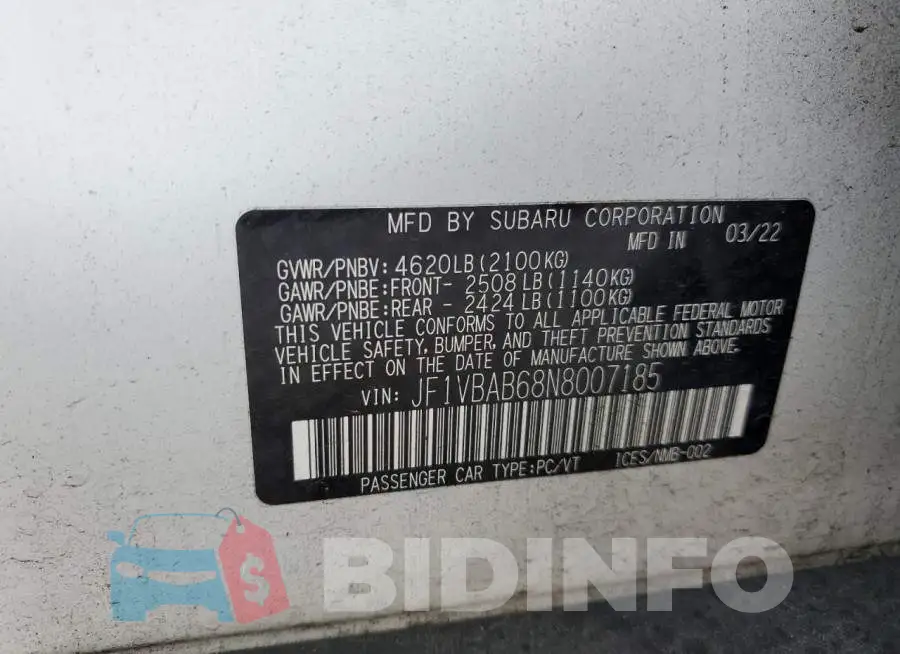 JF1VBAB68N8007185 Photo# 13