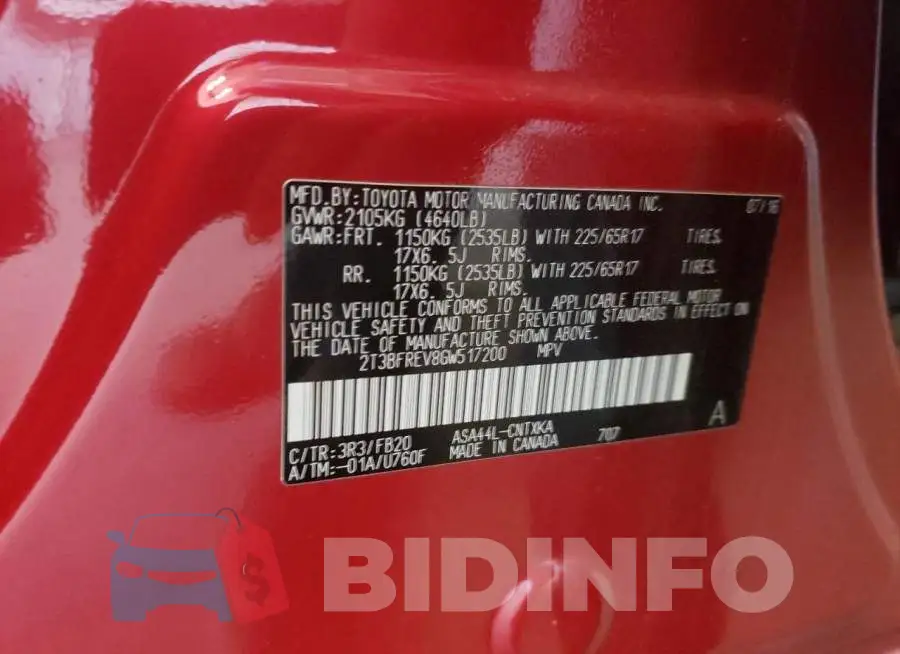 2T3BFREV8GW517200 Photo# 13