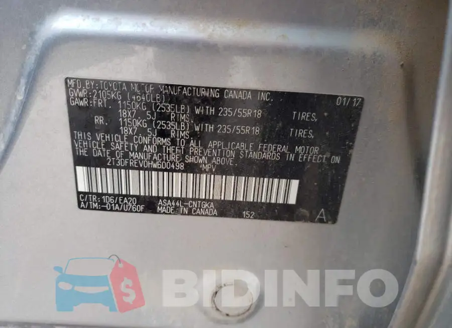 2T3DFREV0HW600498 Photo# 13