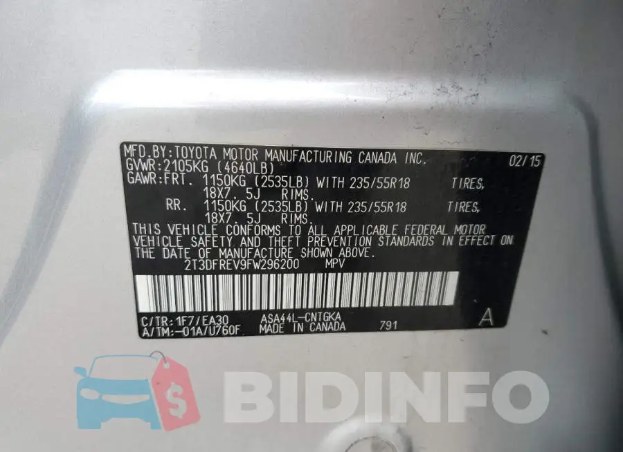 2T3DFREV9FW296200 Photo# 13