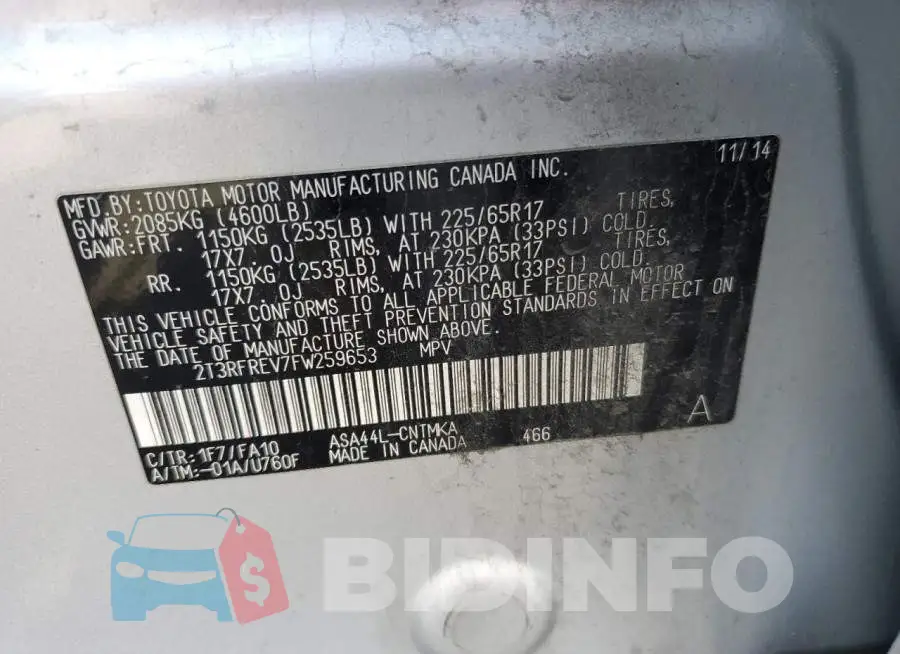 2T3RFREV7FW259653 Photo# 14