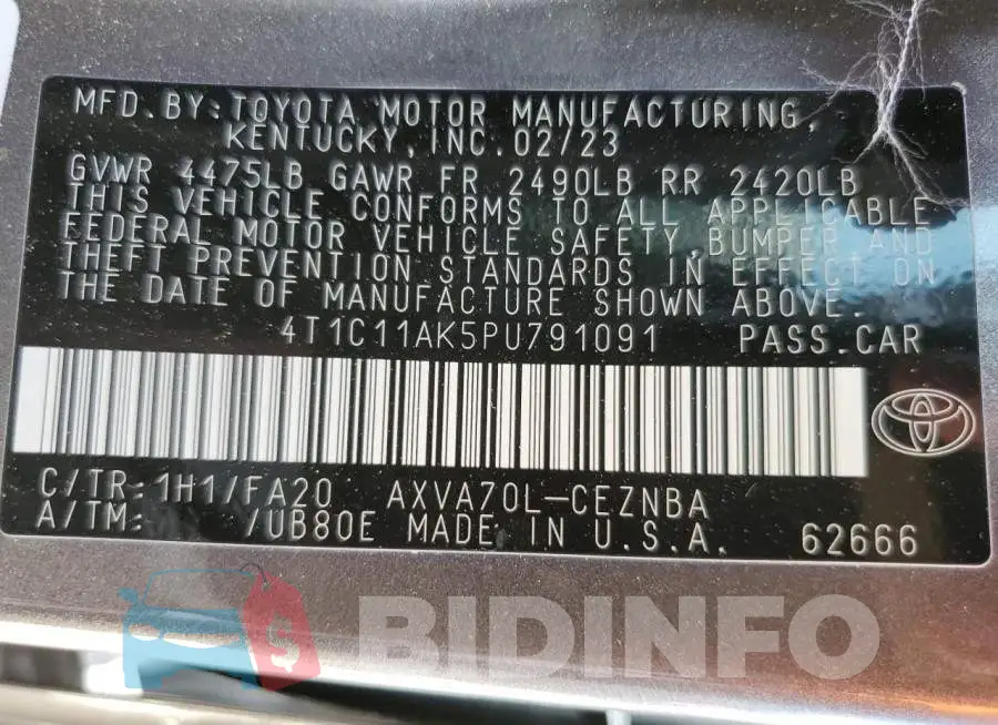 4T1C11AK5PU791091 Photo# 13