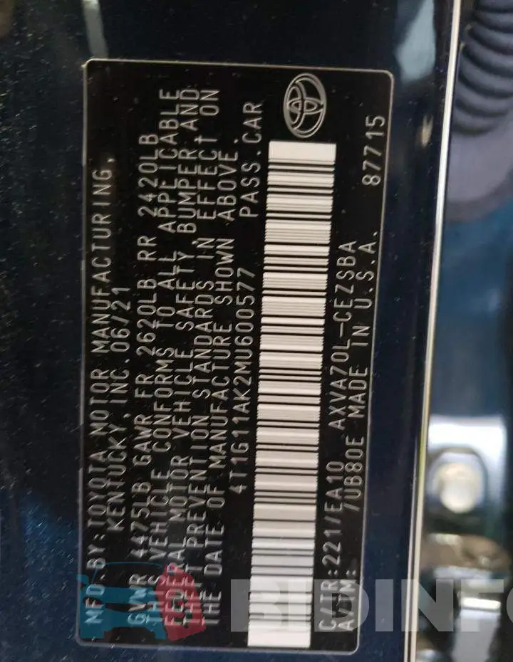 4T1G11AK2MU600577 Photo# 12