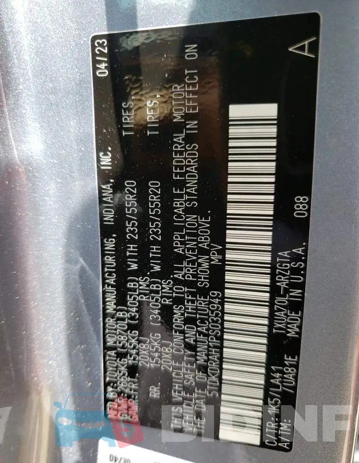 5TDKDRAH1PS035949 Photo# 13