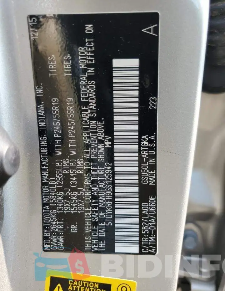 5TDYKRFH9GS125942 Photo# 13