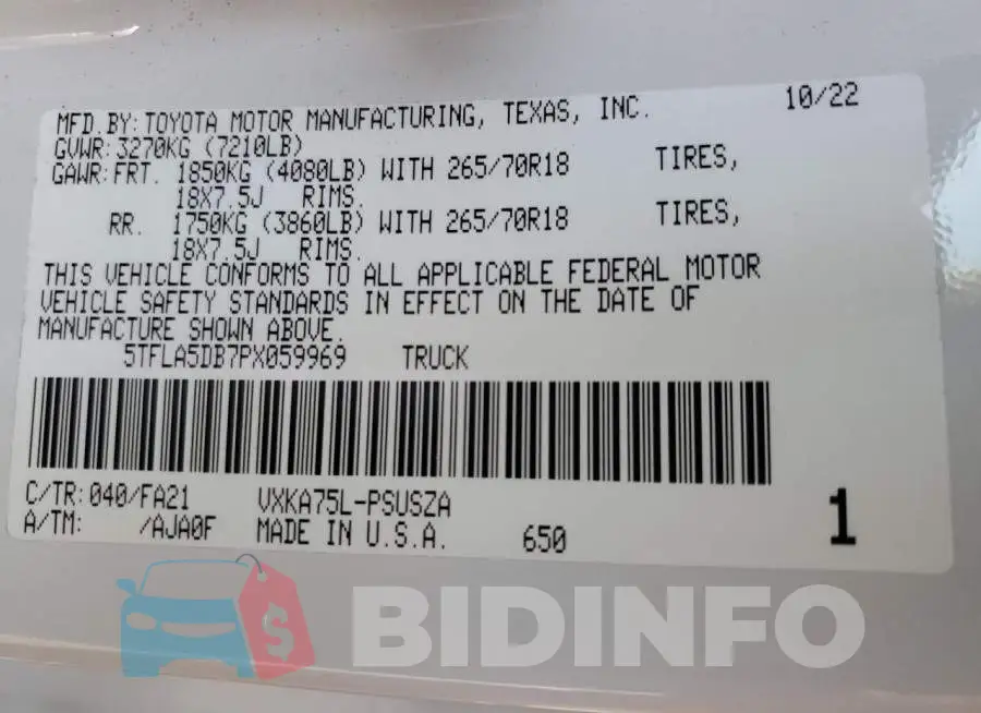 5TFLA5DB7PX059969 Photo# 13