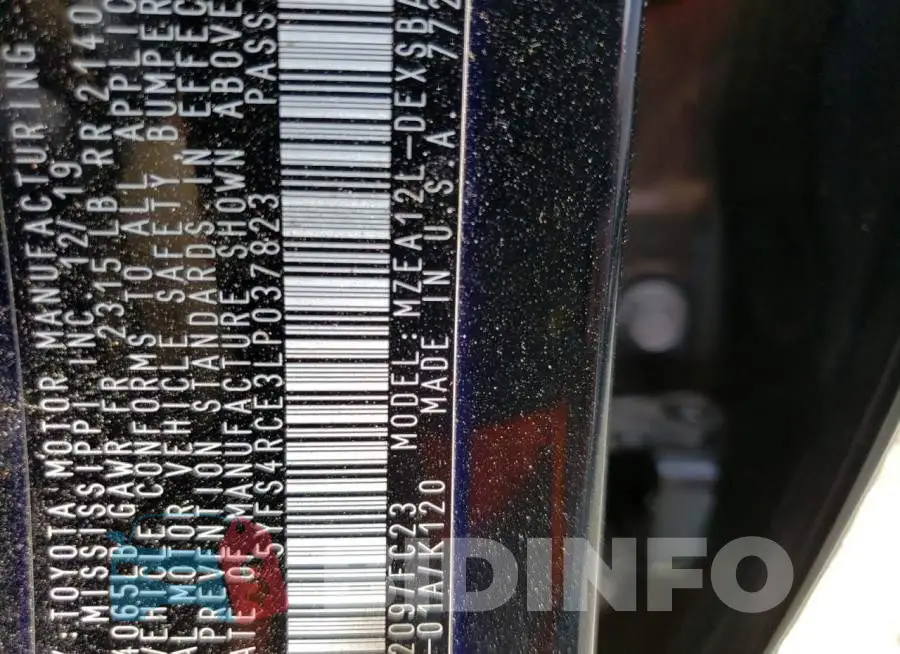 5YFS4RCE3LP037823 Photo# 12