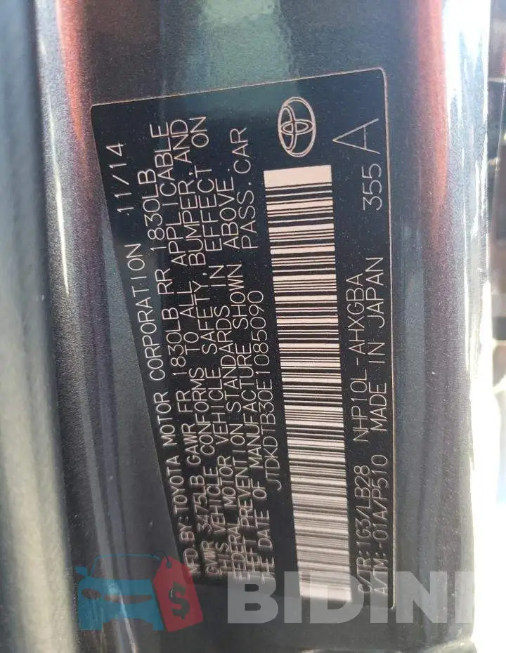JTDKDTB30E1085090 Photo# 13