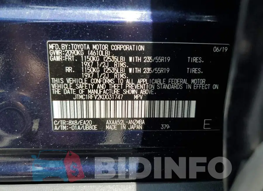 JTMC1RFV2KD031747 Photo# 13