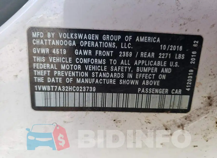 1VWBT7A32HC023739 Photo# 13