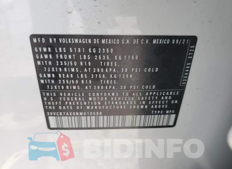 3VVCB7AX0NM010688 Photo# 13