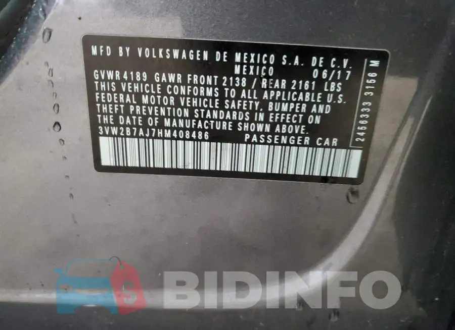 3VW2B7AJ7HM408486 Photo# 12