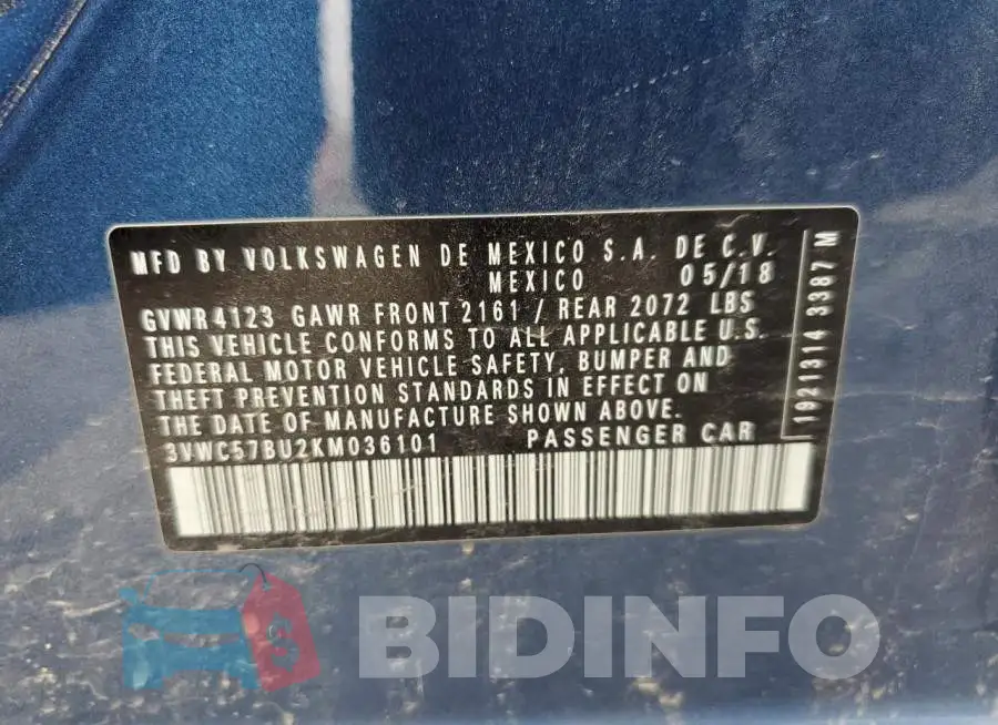 3VWC57BU2KM036101 Photo# 12