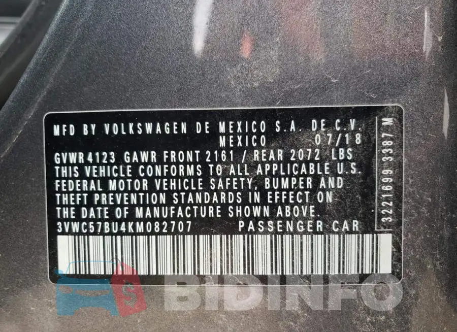 3VWC57BU4KM082707 Photo# 12