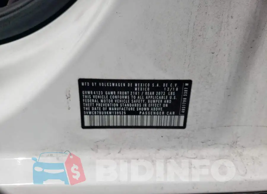 3VWCB7BU9KM139525 Photo# 12