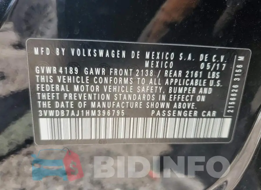 3VWDB7AJ1HM396795 Photo# 12