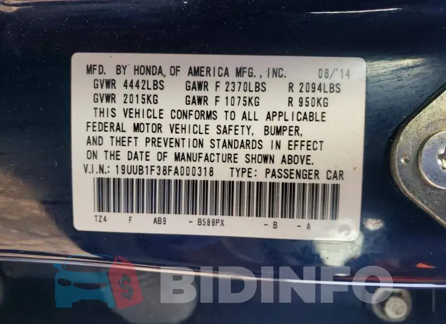 19UUB1F38FA000318 Photo# 13