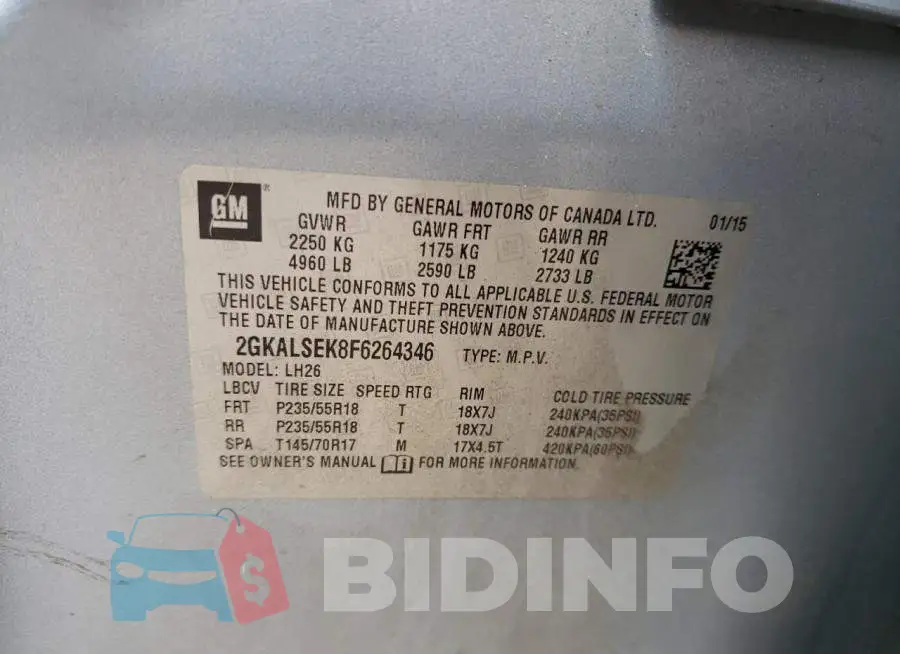 2GKALSEK8F6264346 Photo# 13